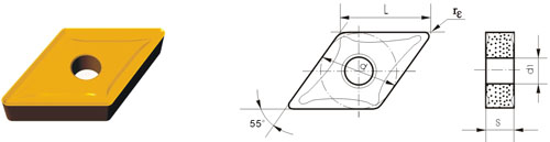 Indexable Inserta Type?D DNMG-ZF